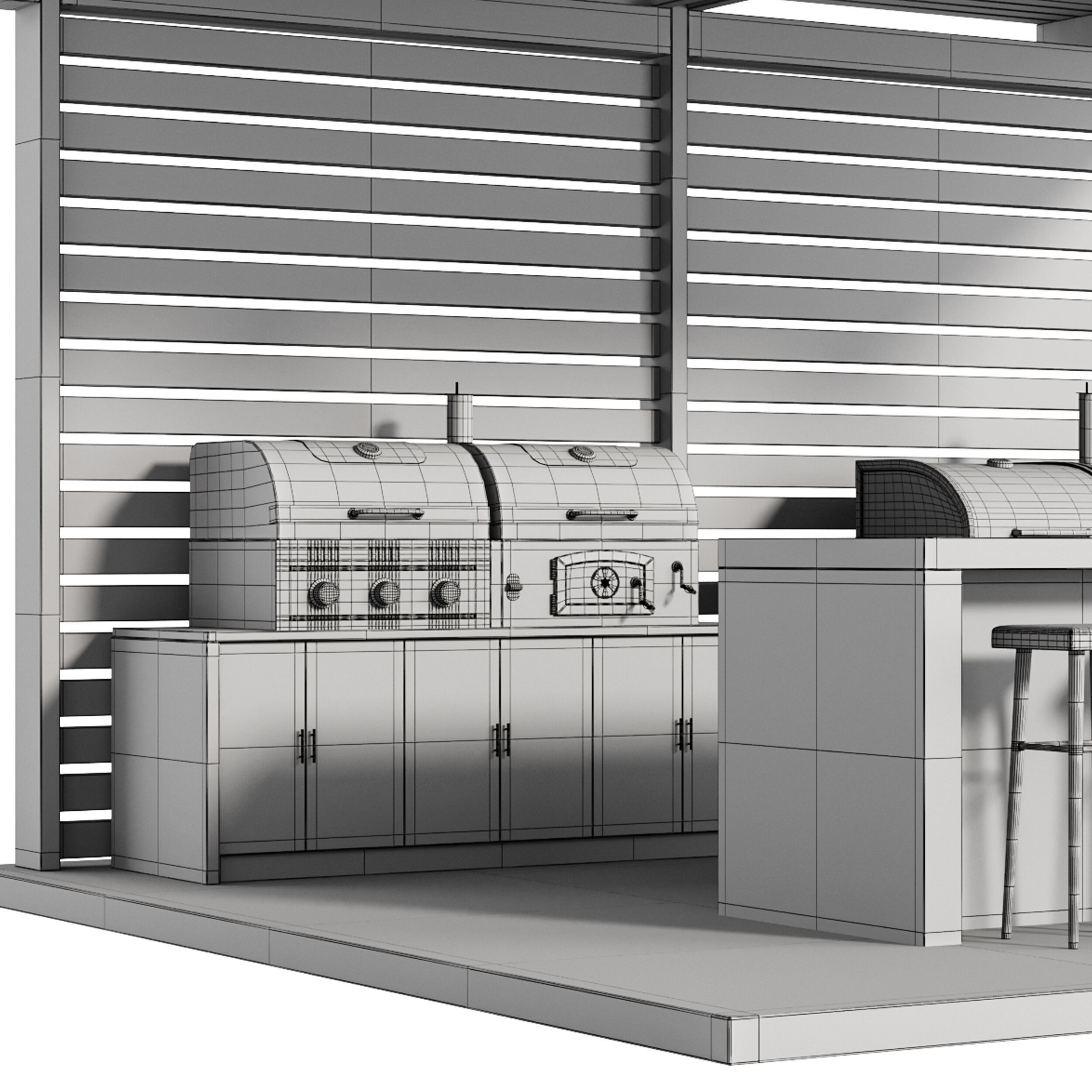 Modern Outdoor Kitchen 27 3D model_14