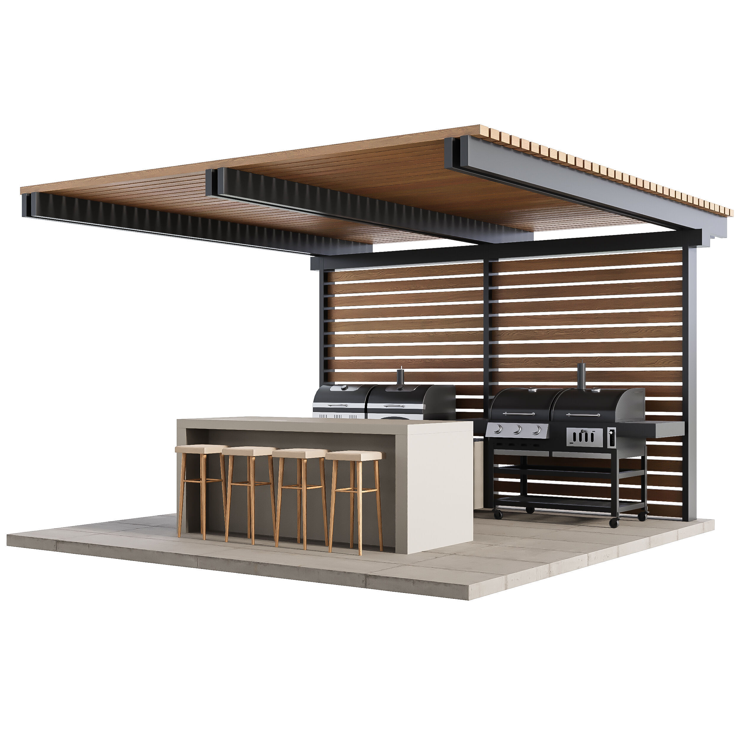 Modern Outdoor Kitchen 27 3D model_4