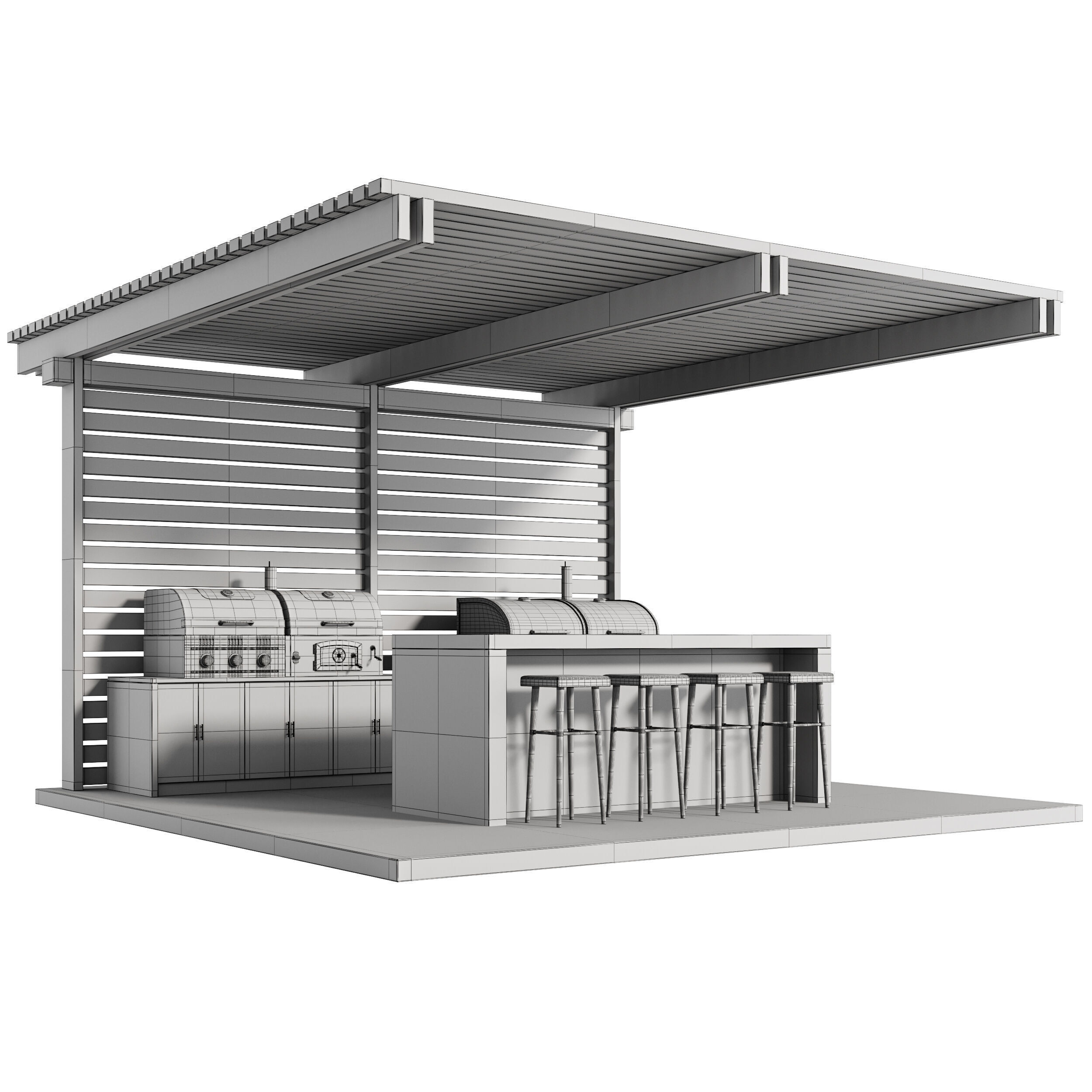 Modern Outdoor Kitchen 27 3D model_13