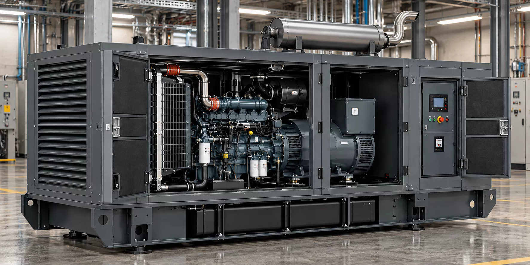 Enclosed Industrial Diesel Generator Set 3D model | CGTrader
