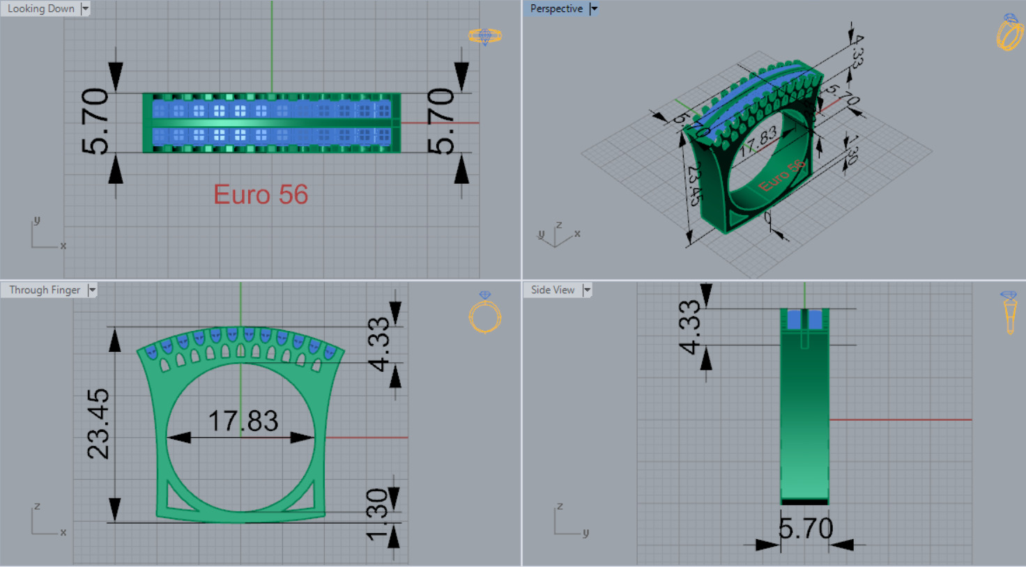gemstone ring jr00146 3D print model_7