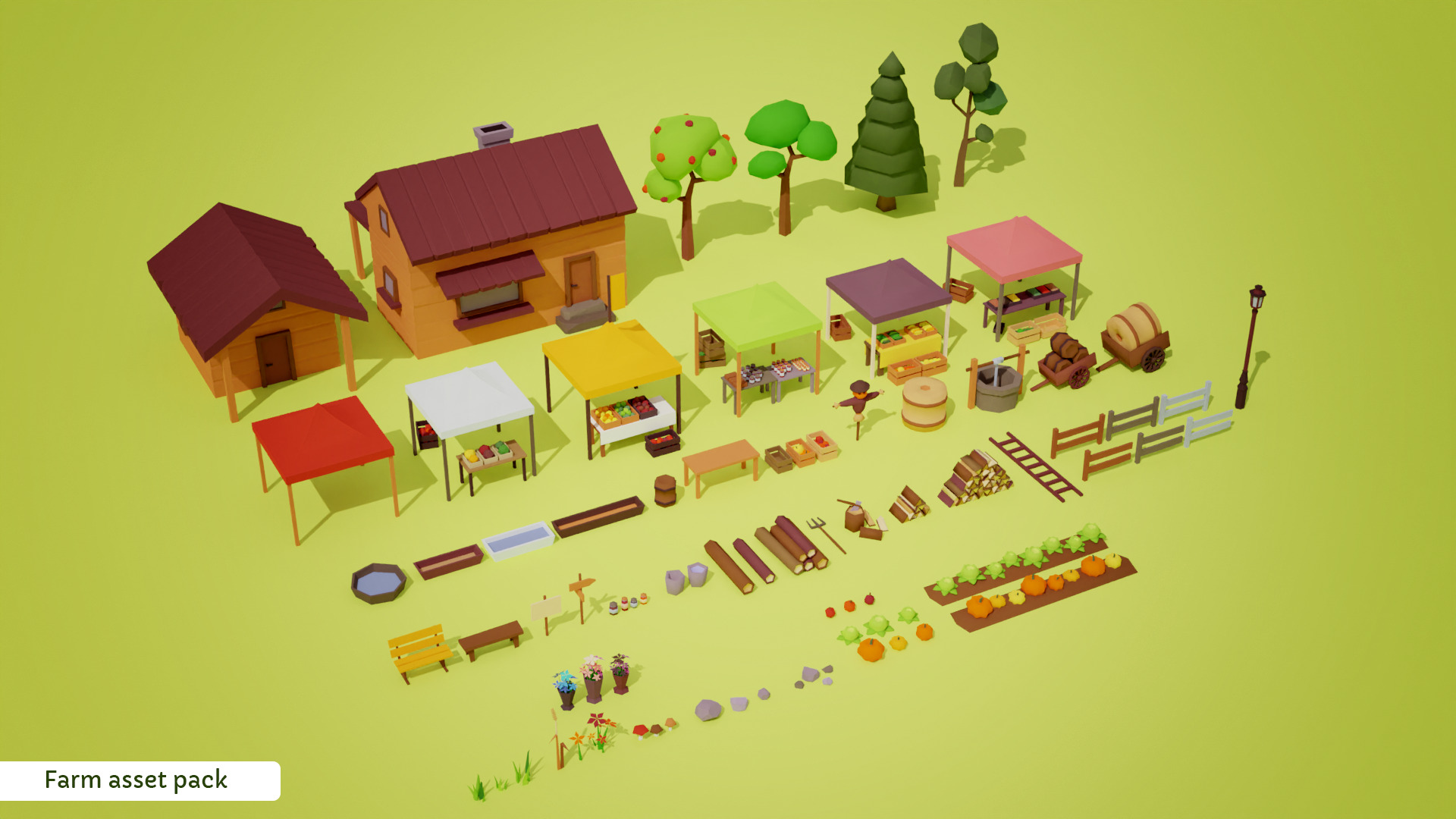 Farm asset pack Low-poly 3D model_4