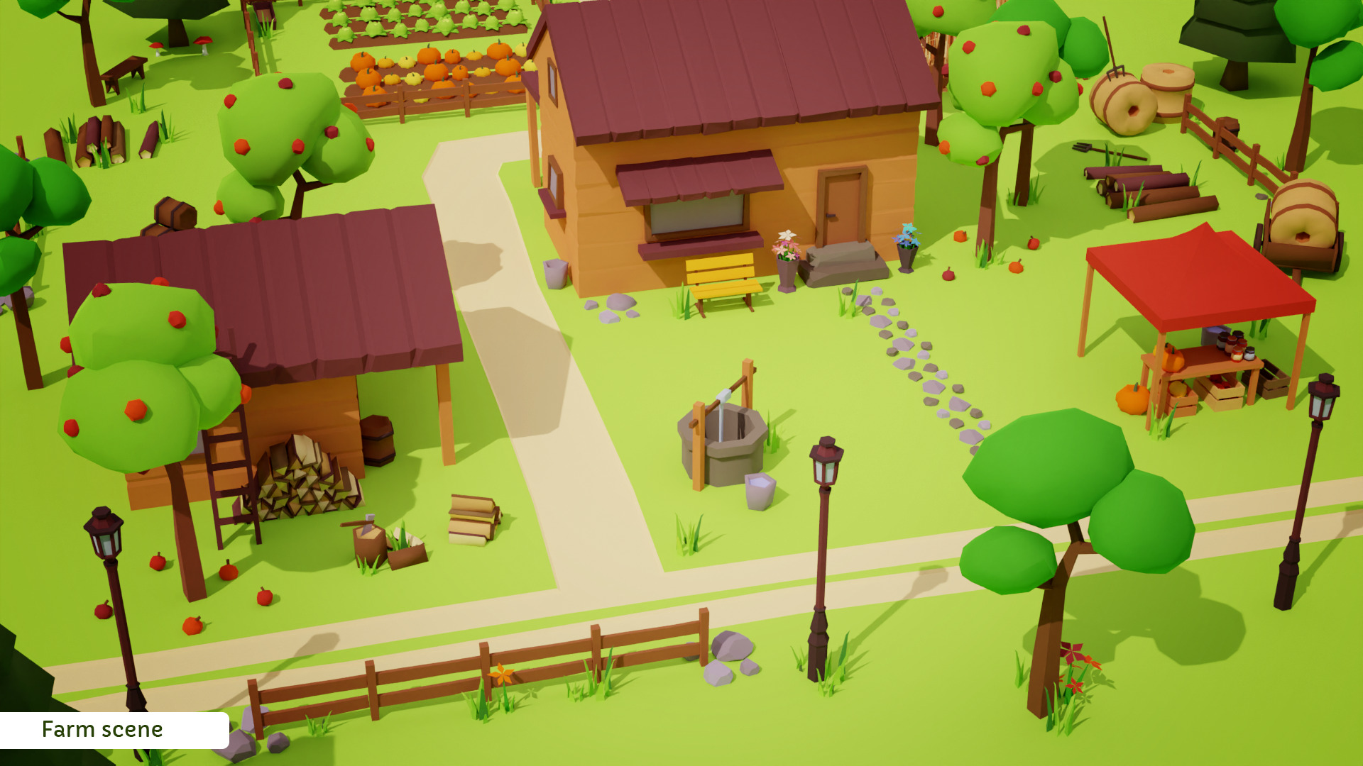 Farm asset pack Low-poly 3D model_1