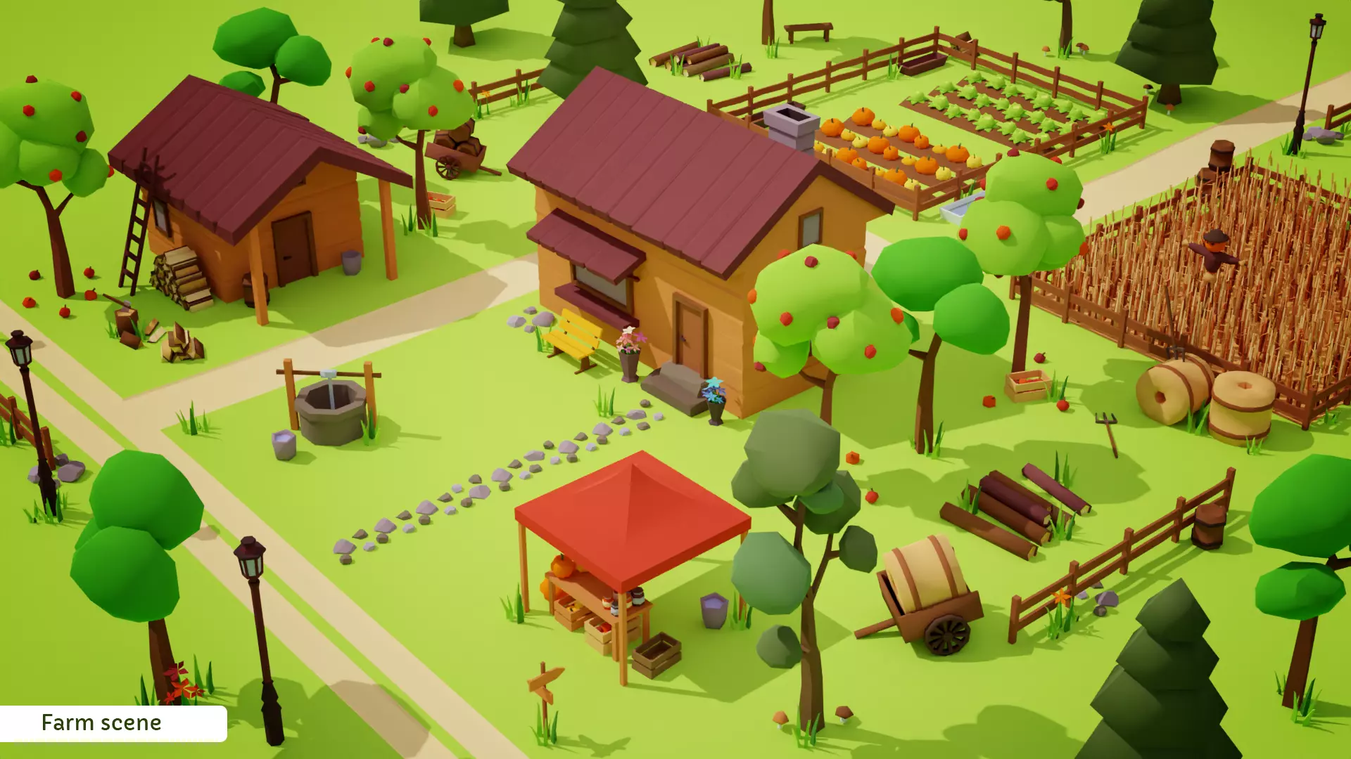 Farm asset pack Low-poly 3D model_0