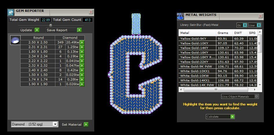 C Initial-Letter Pendant 3D print model_3