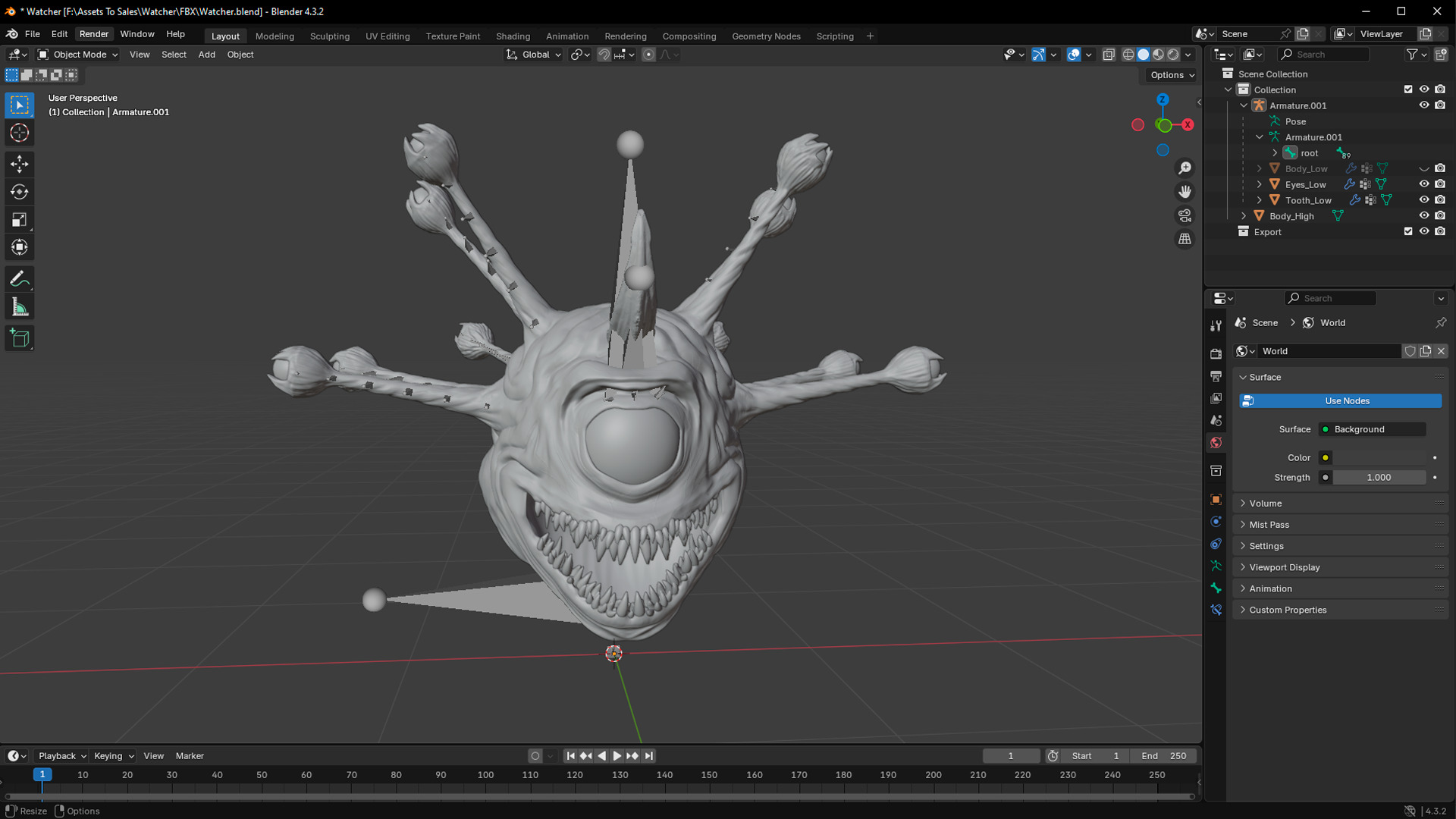 Watcher Low-poly 3D model_3