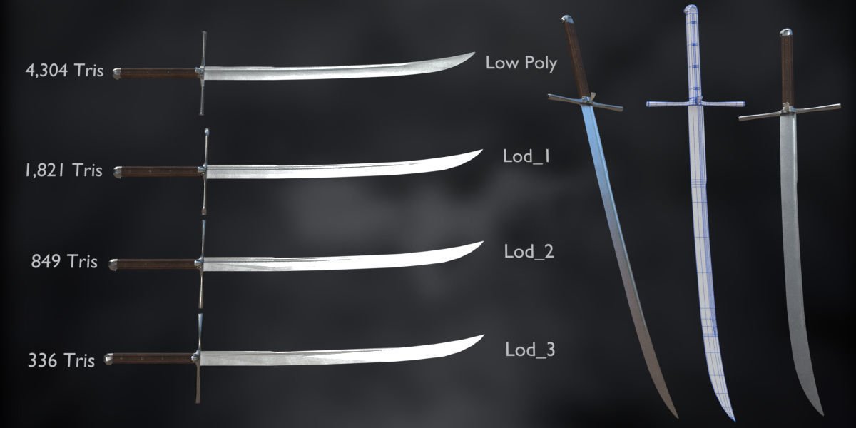 Knecht Kriegsmesser Longsword Low-poly 3D model_3