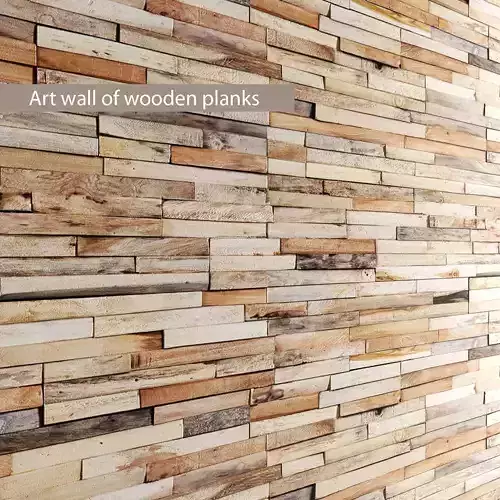 Art wall of wooden planks 3D 11