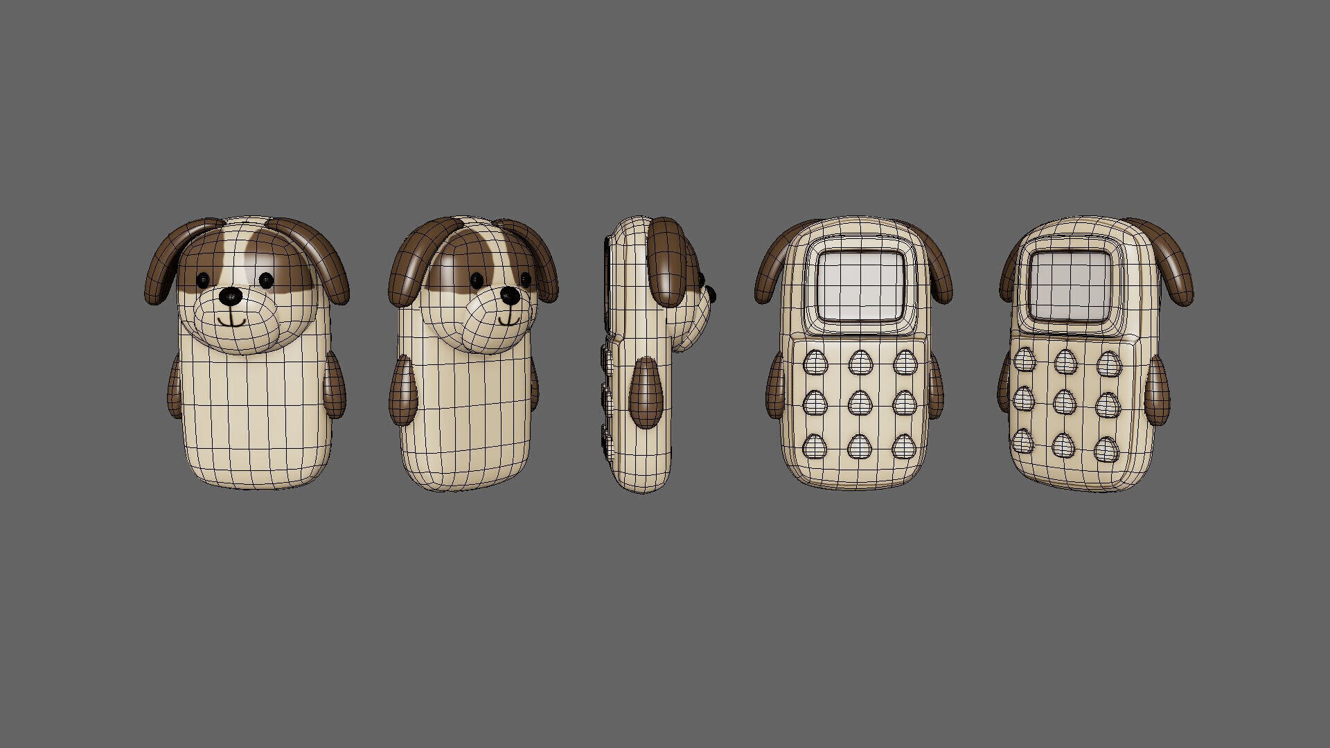 Cute Dog Phone Toy 3D Model - Stylized Cartoon Mobile Phone Low-poly 3D model_5