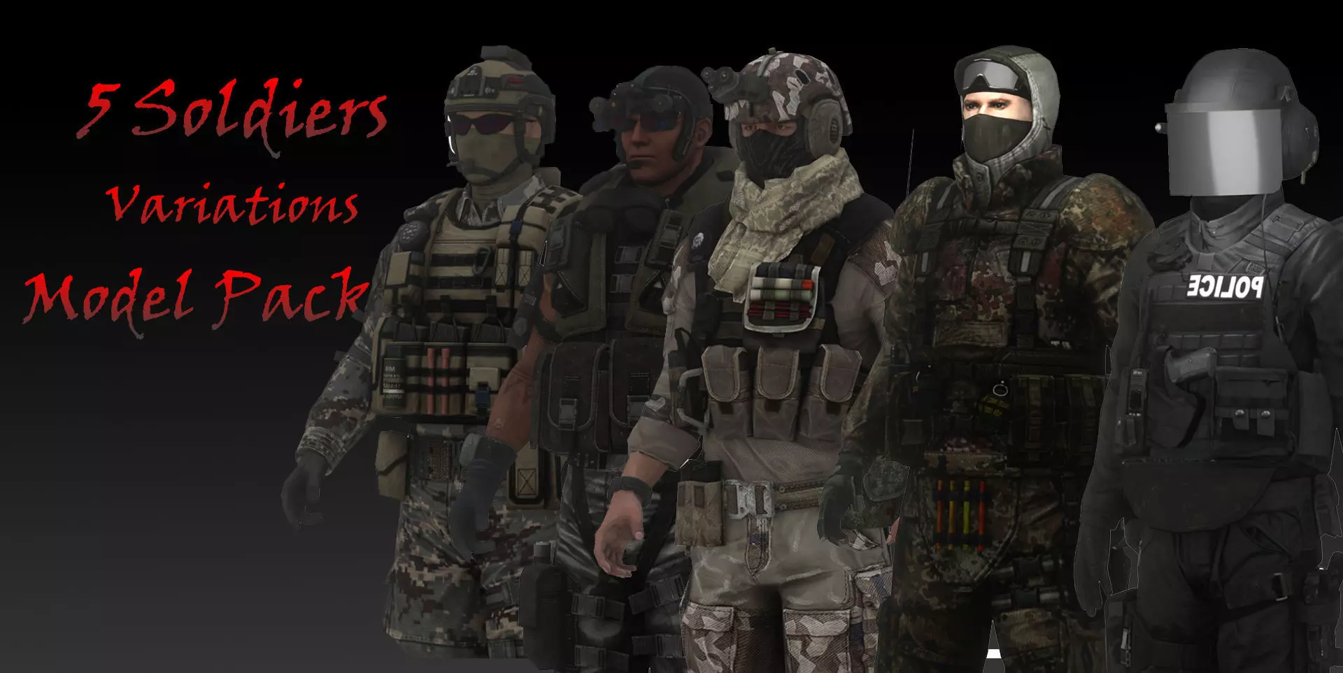 Special Forces Operatives 3D Model Pack 5 Characters 3D Model Collection_0