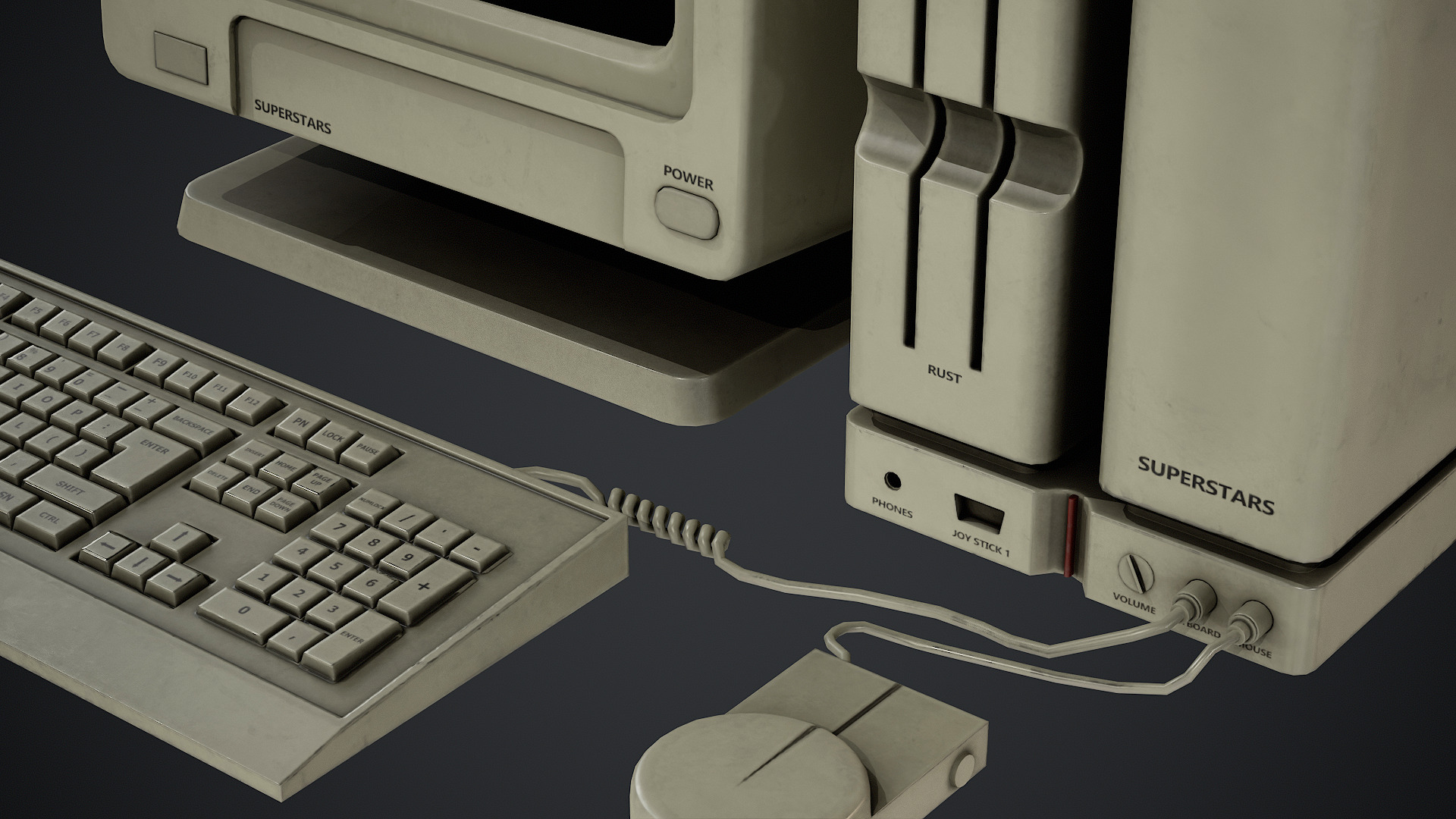 Old Computer - PBR Texture Low-poly 3D model_5