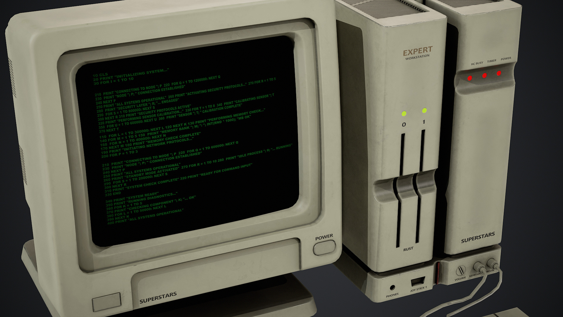 Old Computer - PBR Texture Low-poly 3D model_4