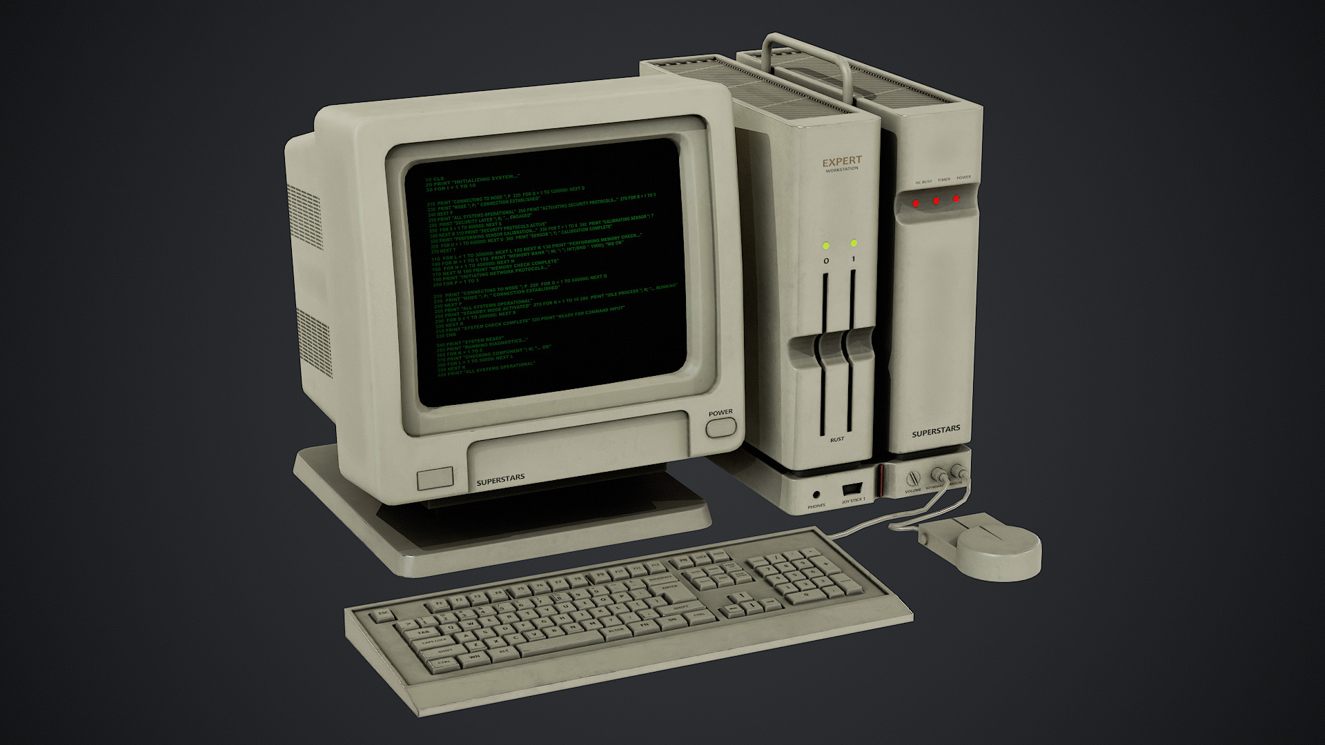 Old Computer - PBR Texture Low-poly 3D model_2