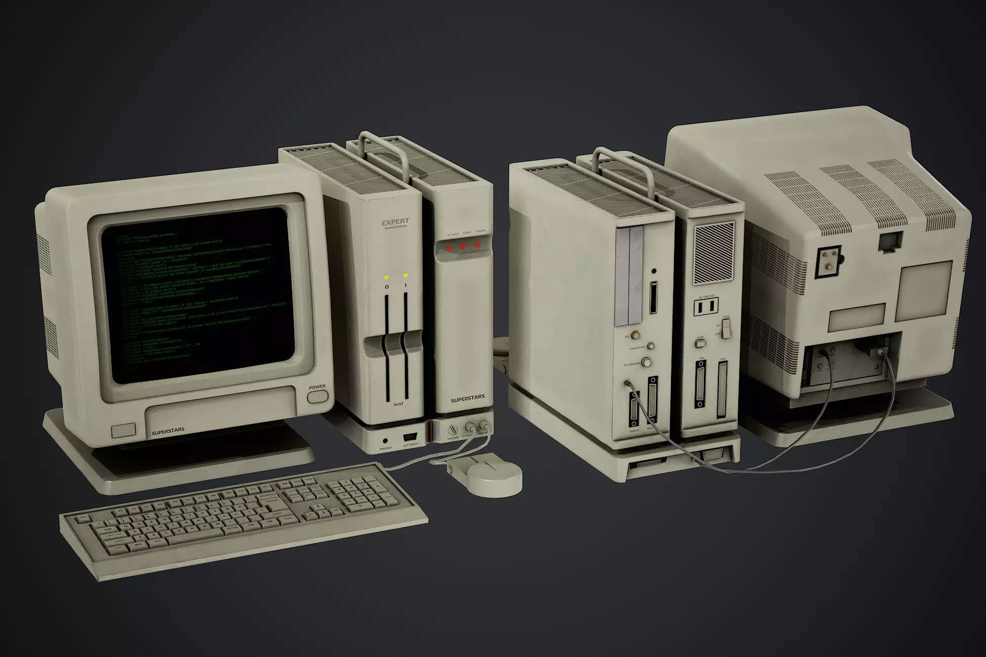 Old Computer - PBR Texture Low-poly 3D model_0