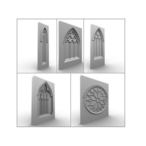 05 Medieval Gothic Windows Set 3D model