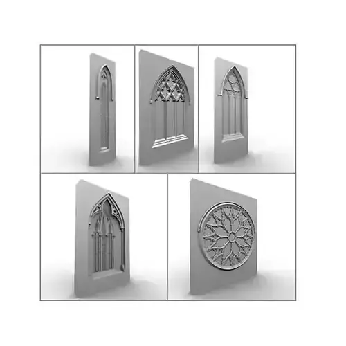 05 Medieval Gothic Windows Set 3D model