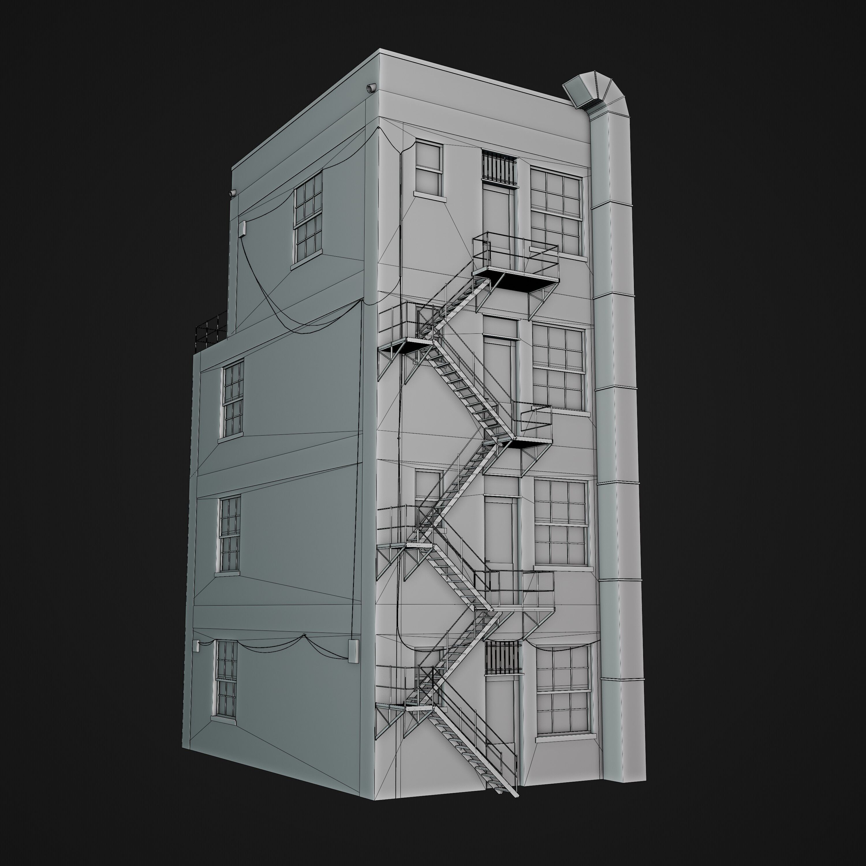 Abandoned Industrial Building Low-poly 3D model_6