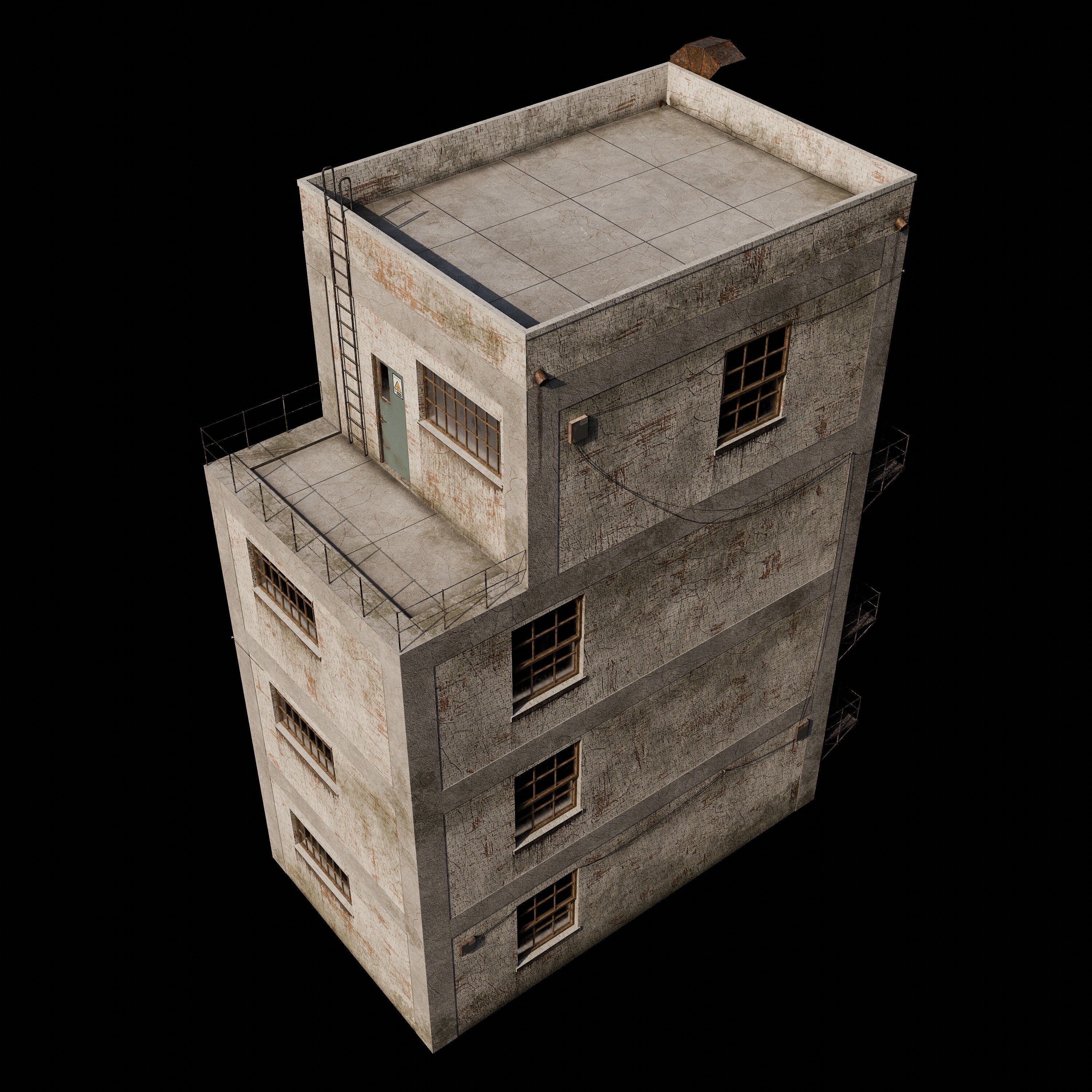 Abandoned Industrial Building Low-poly 3D model_3