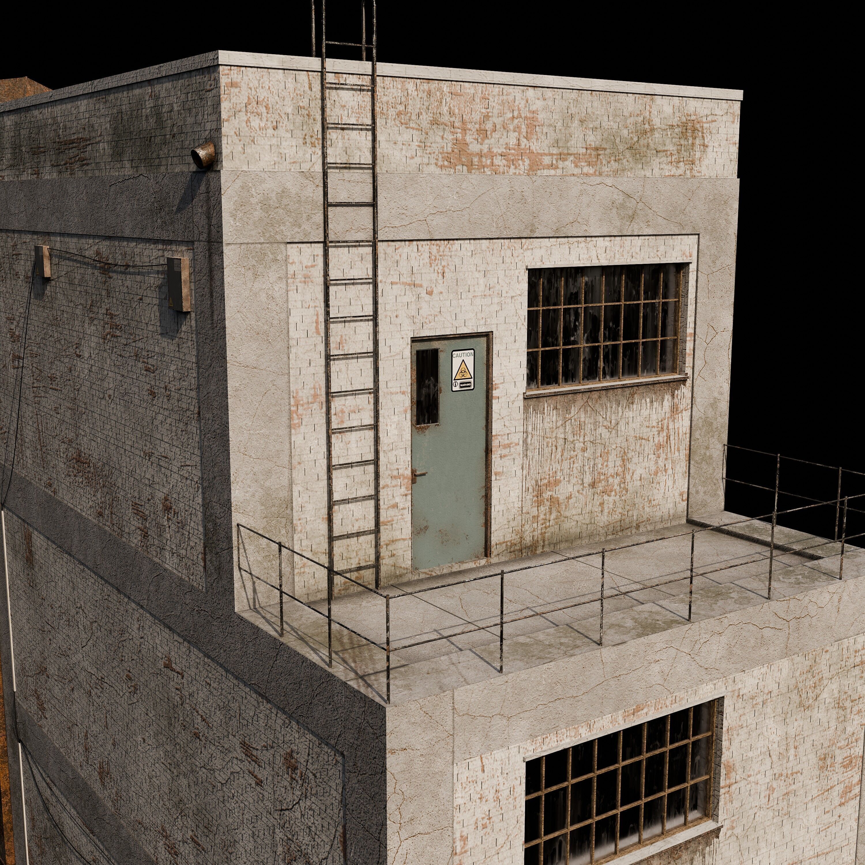 Abandoned Industrial Building Low-poly 3D model_5