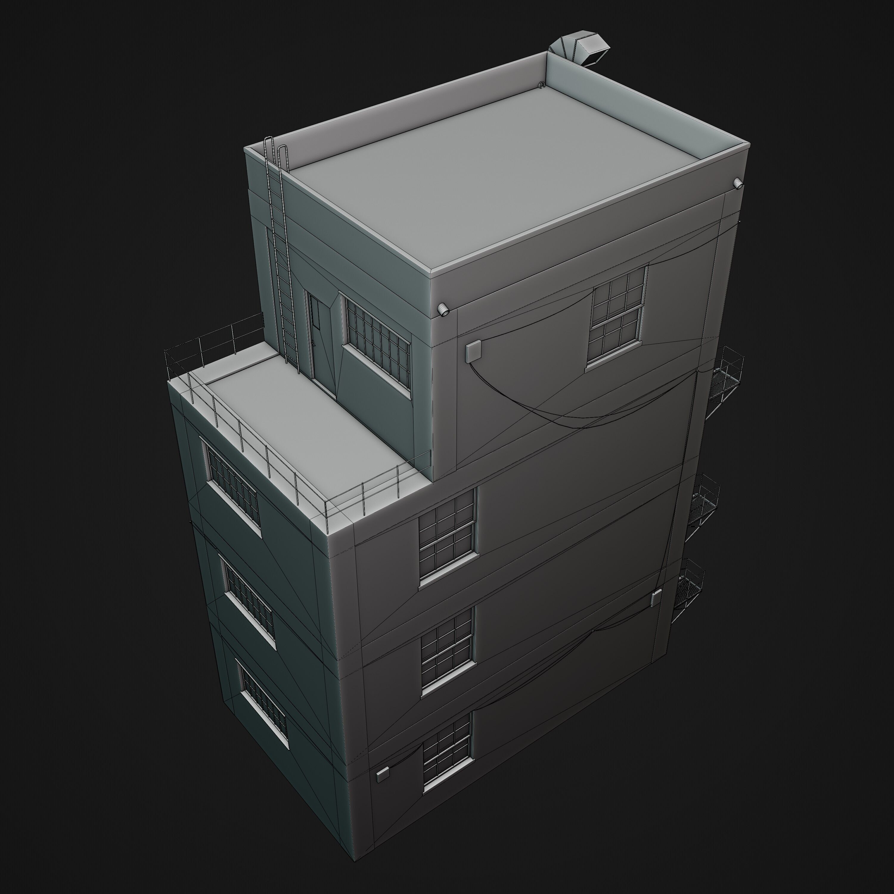Abandoned Industrial Building Low-poly 3D model_9