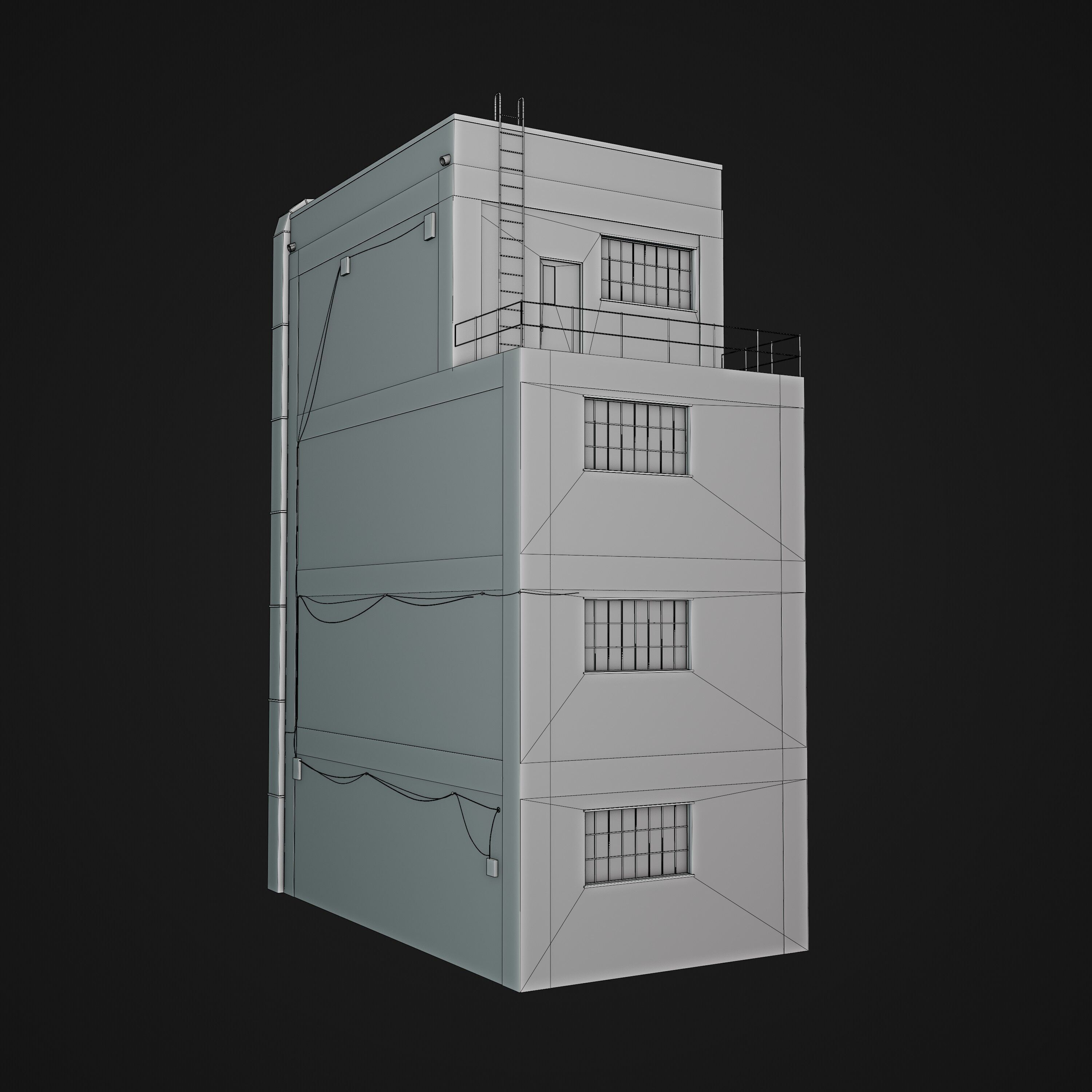 Abandoned Industrial Building Low-poly 3D model_8