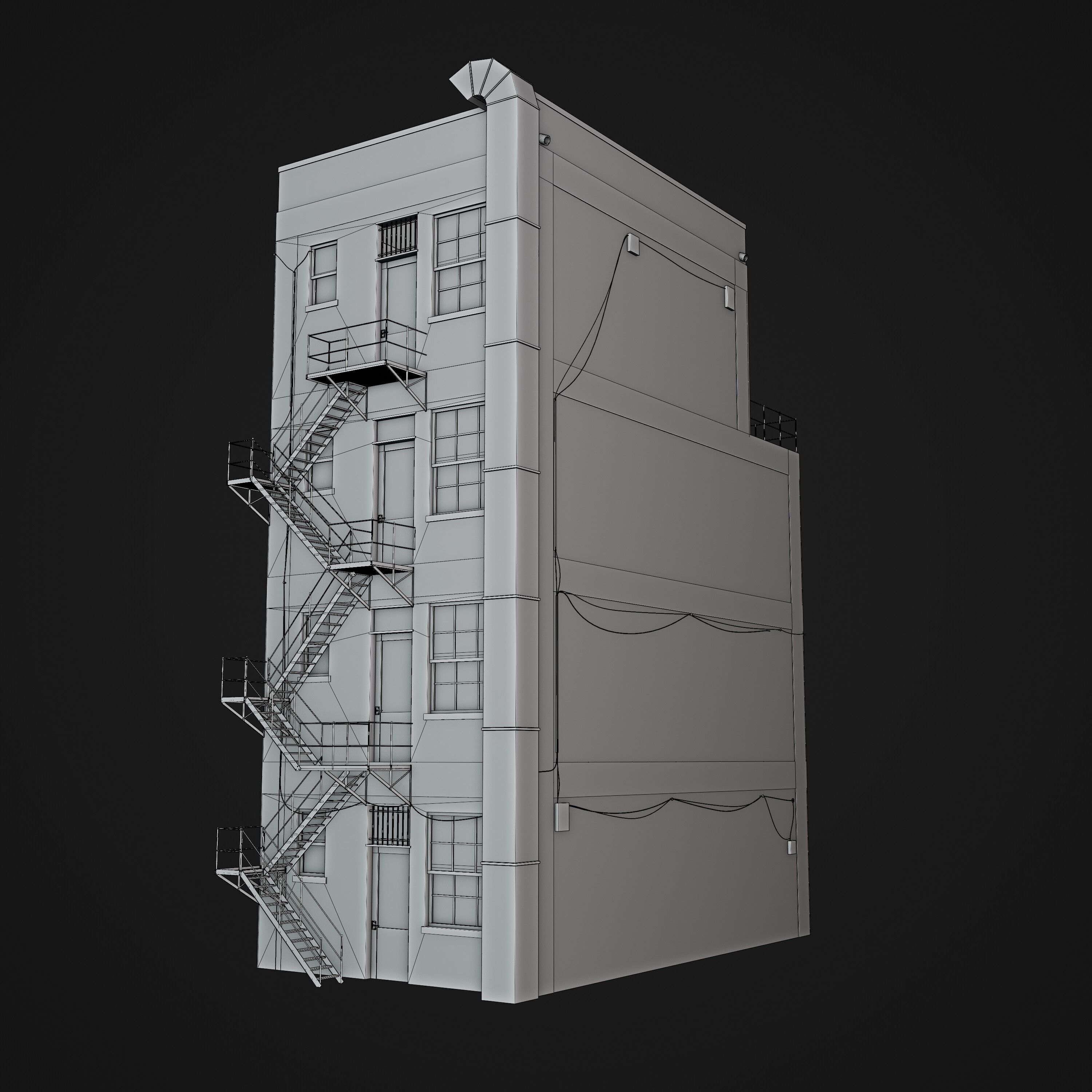 Abandoned Industrial Building Low-poly 3D model_7