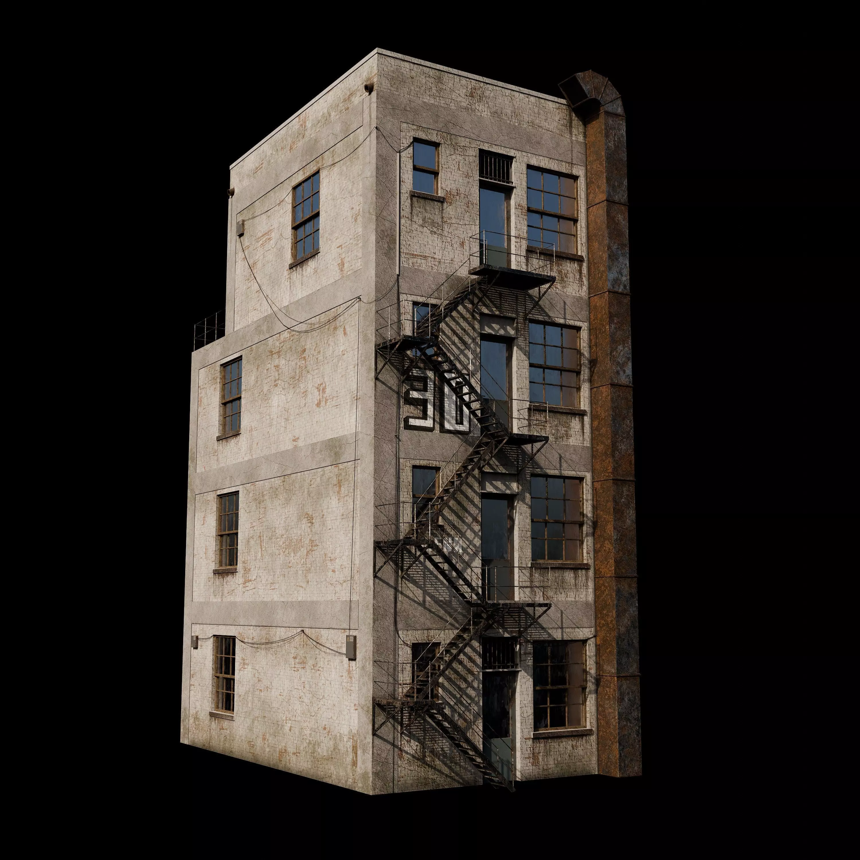 Abandoned Industrial Building Low-poly 3D model_0