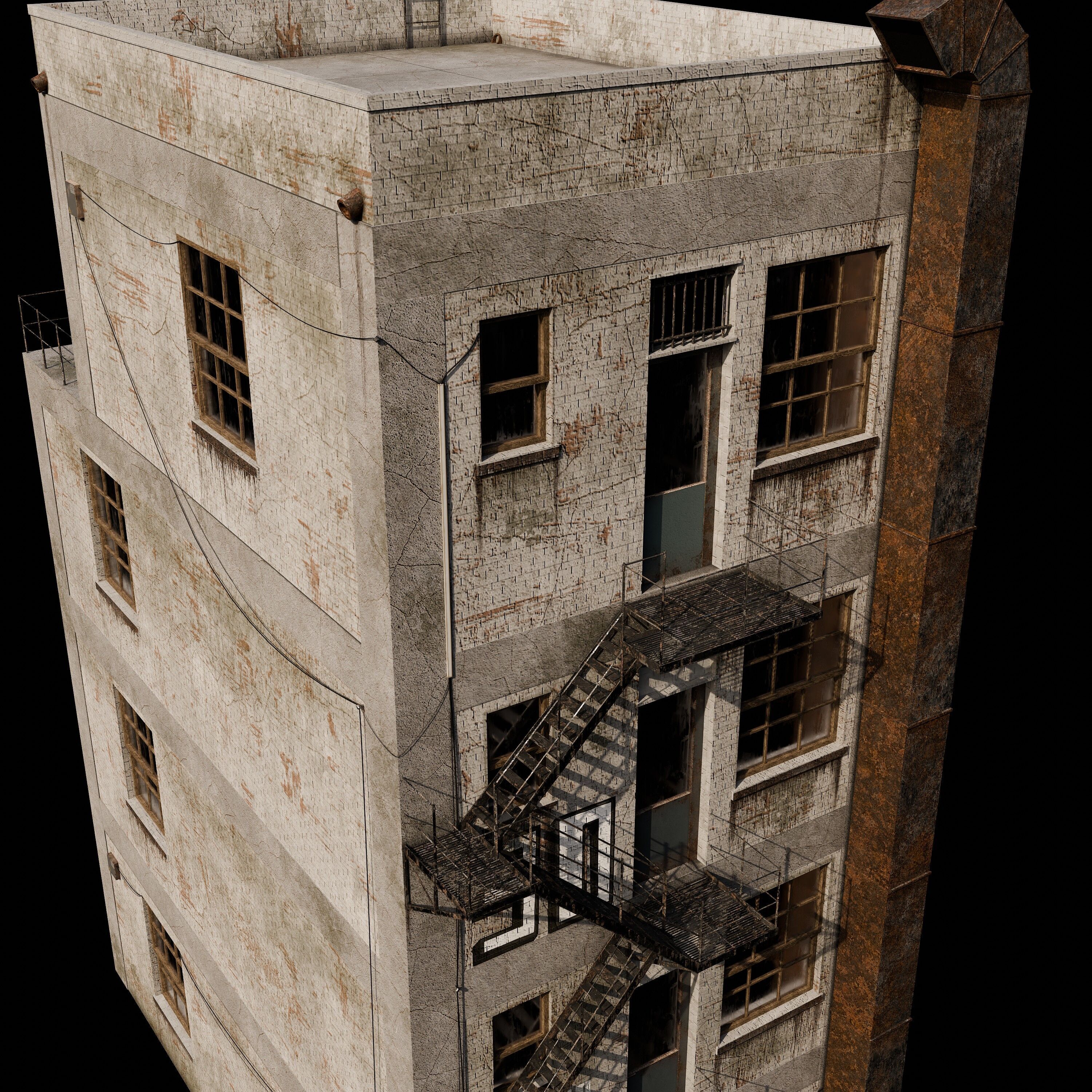 Abandoned Industrial Building Low-poly 3D model_4