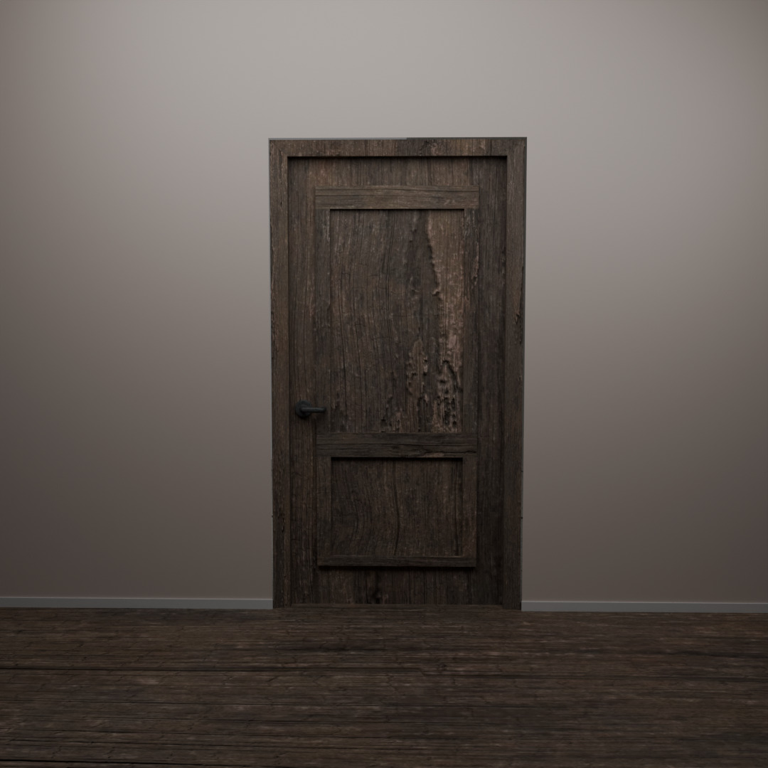 Animated Wooden Door Low-poly 3D model_4