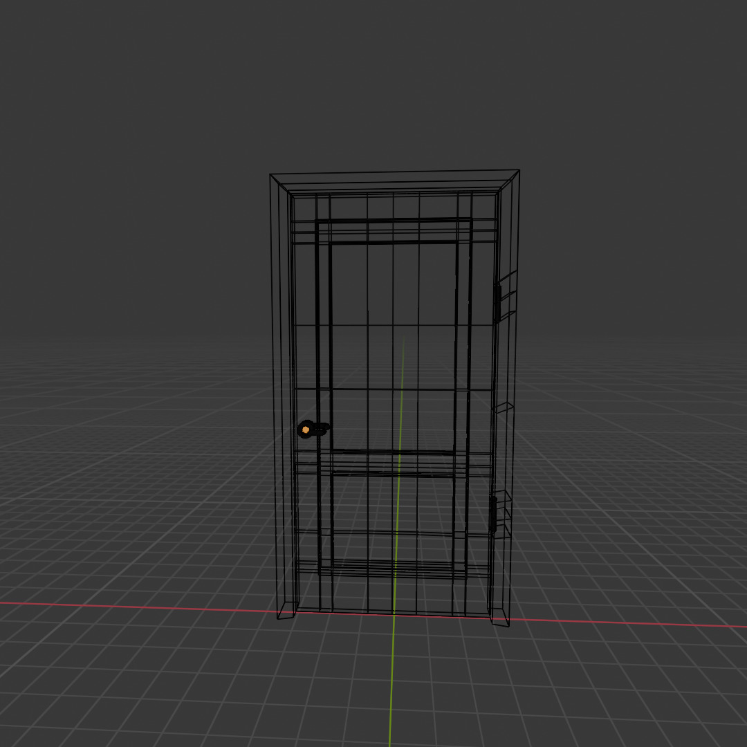 Animated Wooden Door Low-poly 3D model_9