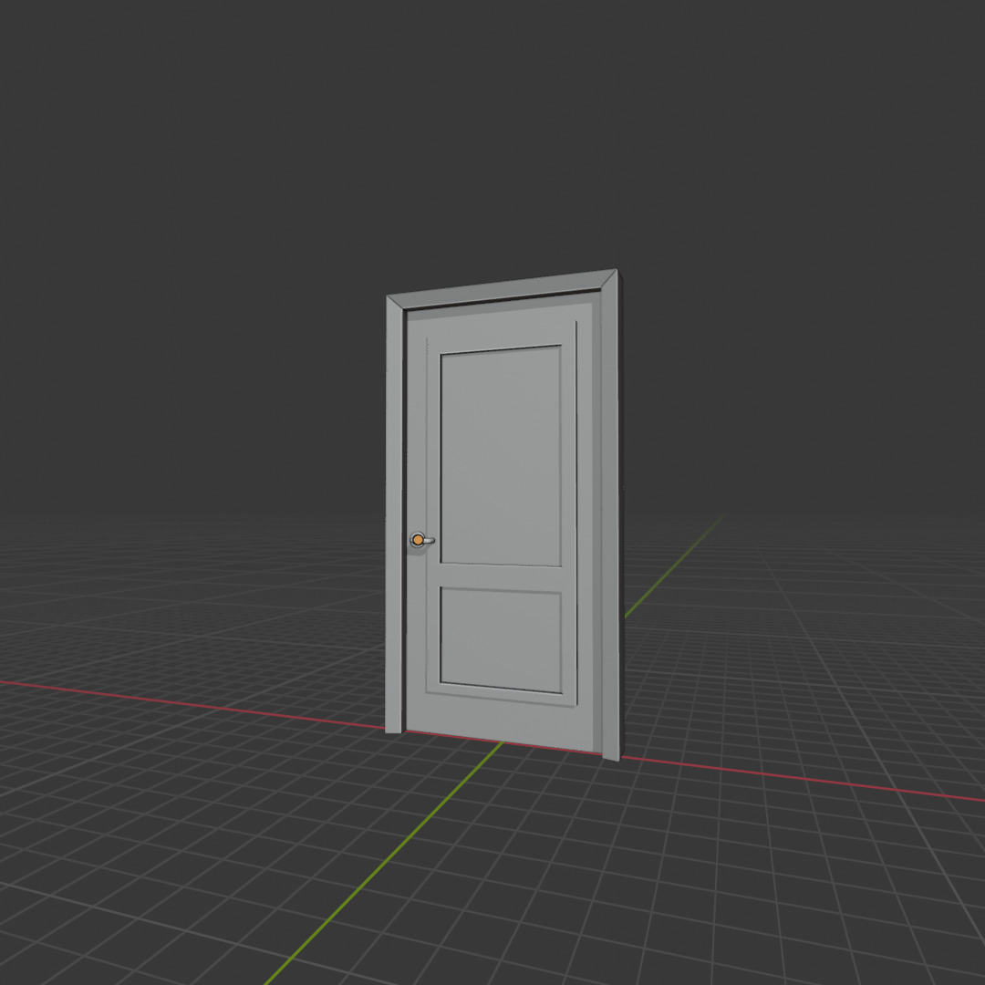 Animated Wooden Door Low-poly 3D model_6