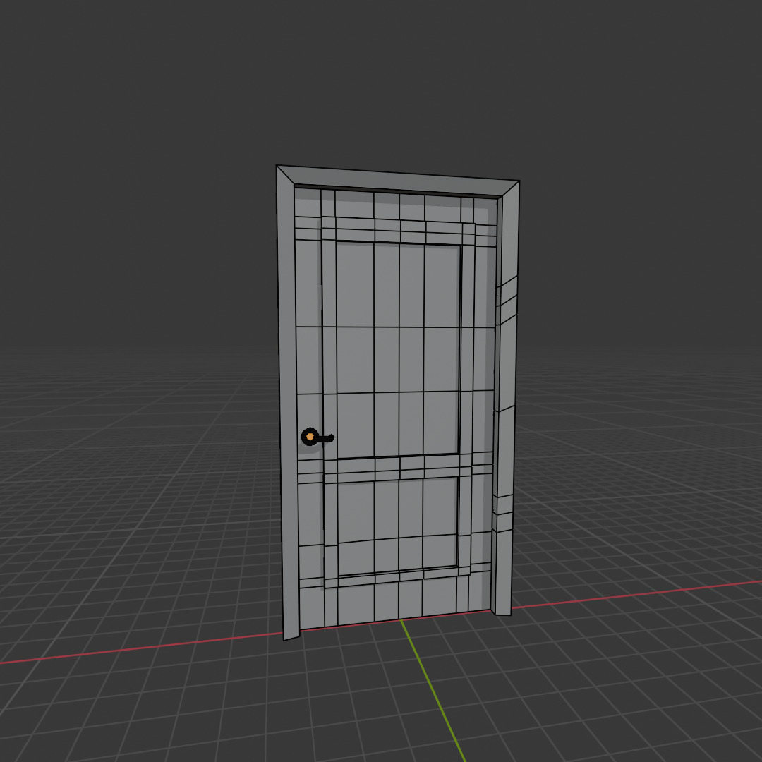Animated Wooden Door Low-poly 3D model_7