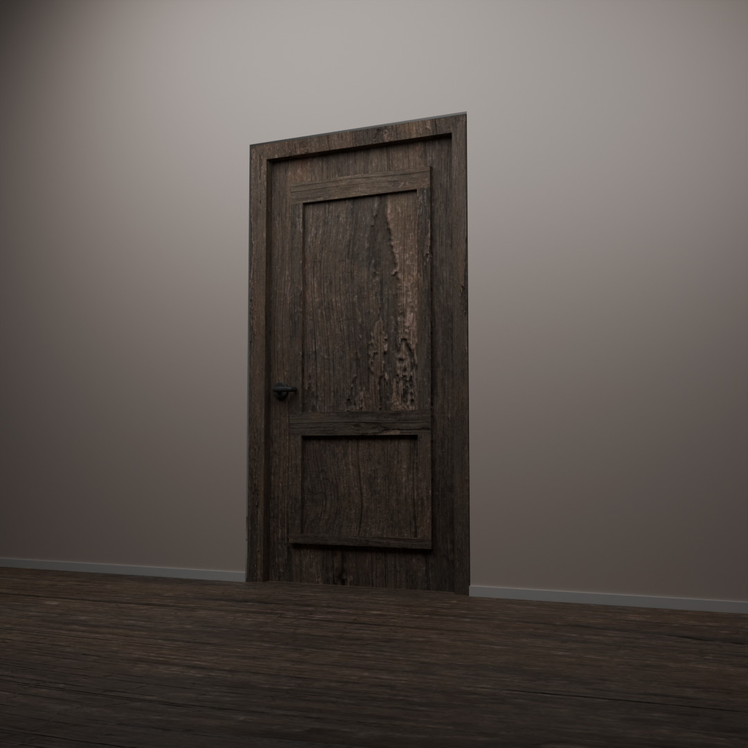 Animated Wooden Door Low-poly 3D model_5