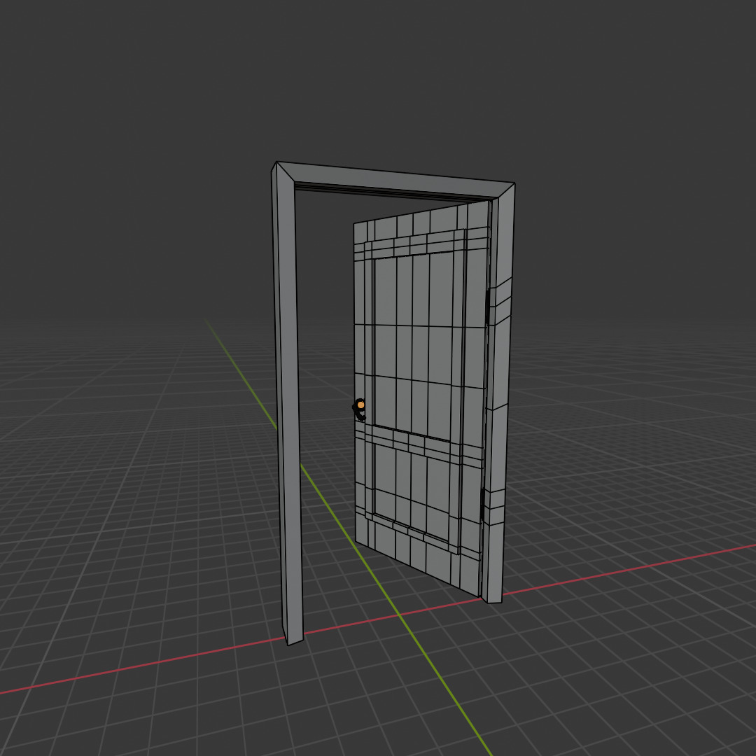 Animated Wooden Door Low-poly 3D model_8