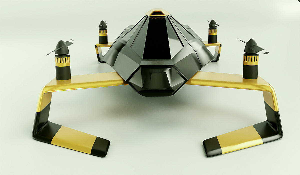 Flying car concept vehicle 3D model_5