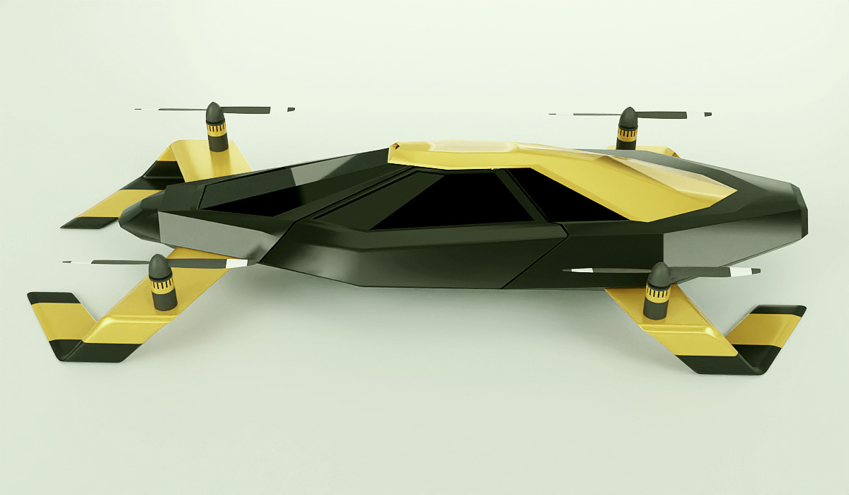 Flying car concept vehicle 3D model_6