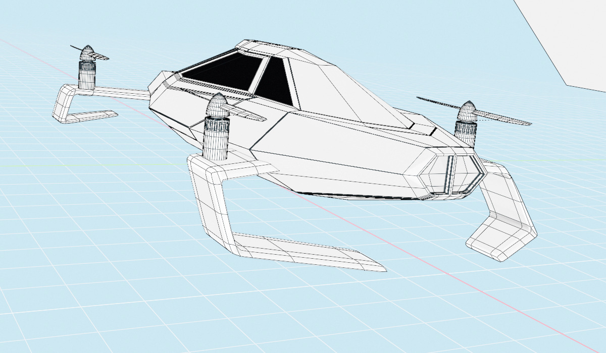 Flying car concept vehicle 3D model_10