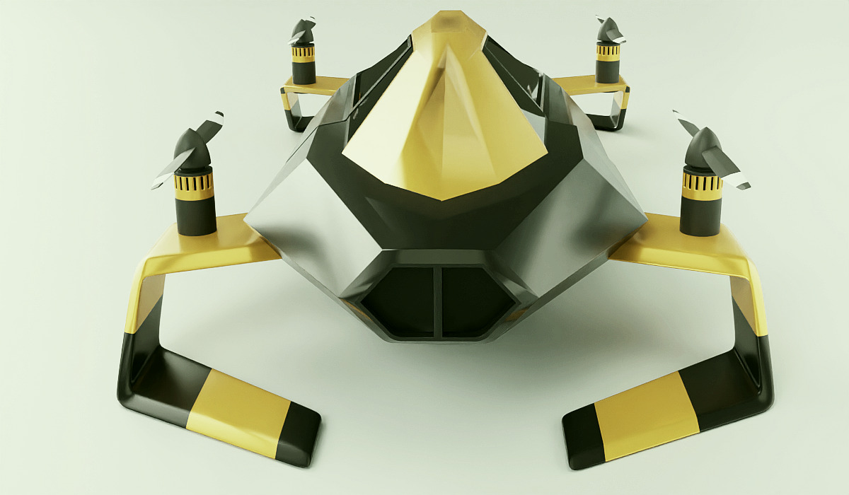 Flying car concept vehicle 3D model_7