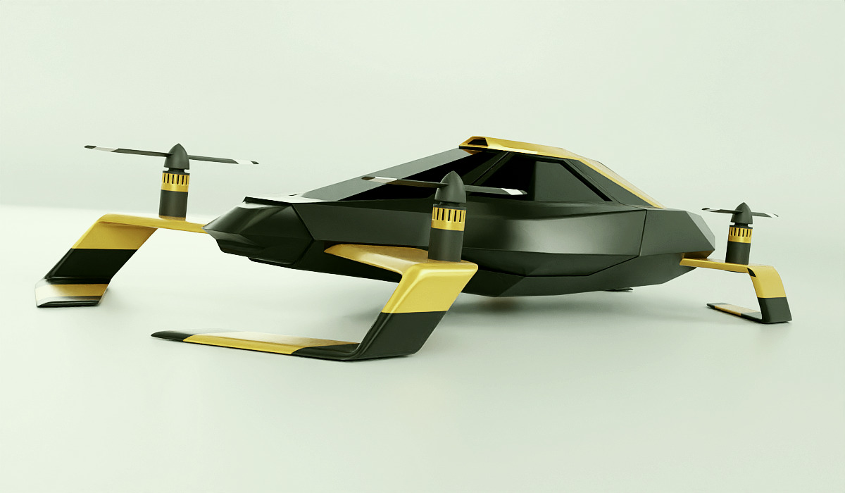 Flying car concept vehicle 3D model_1