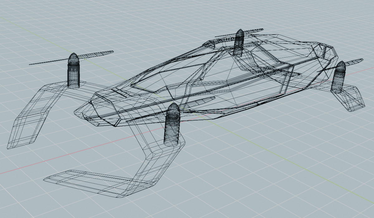 Flying car concept vehicle 3D model_8