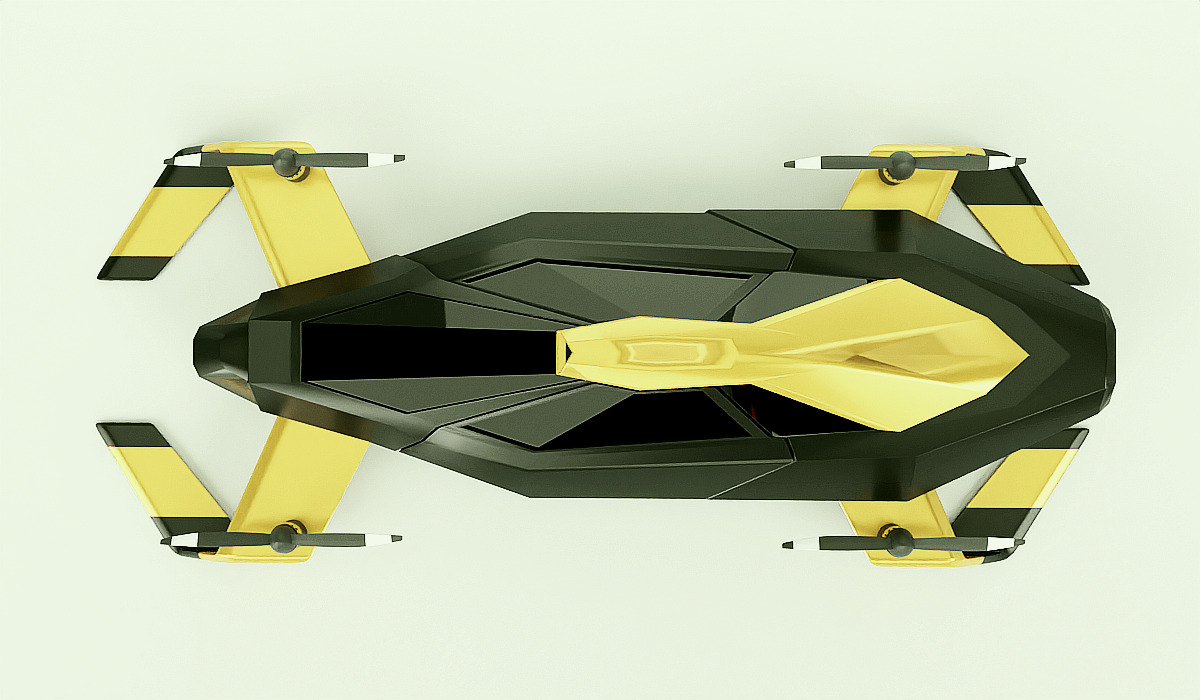 Flying car concept vehicle 3D model_4
