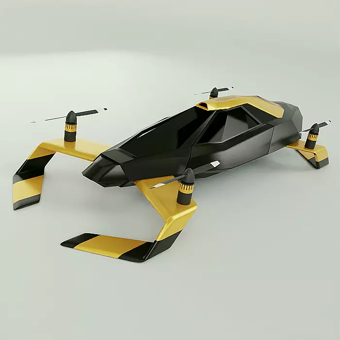 Flying car concept vehicle 3D model_0