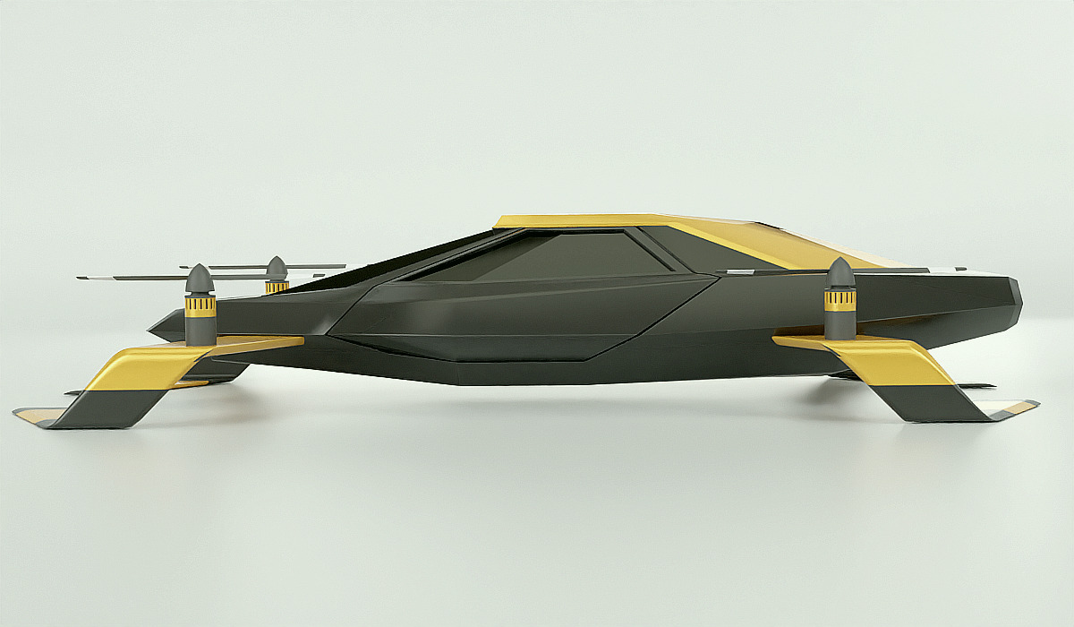 Flying car concept vehicle 3D model_3