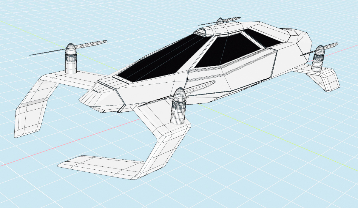 Flying car concept vehicle 3D model_9