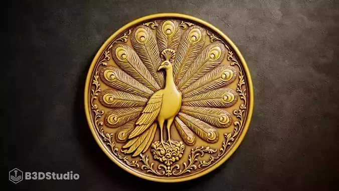 High Detail Peacock Relief for CNC Laser and 3D Print 