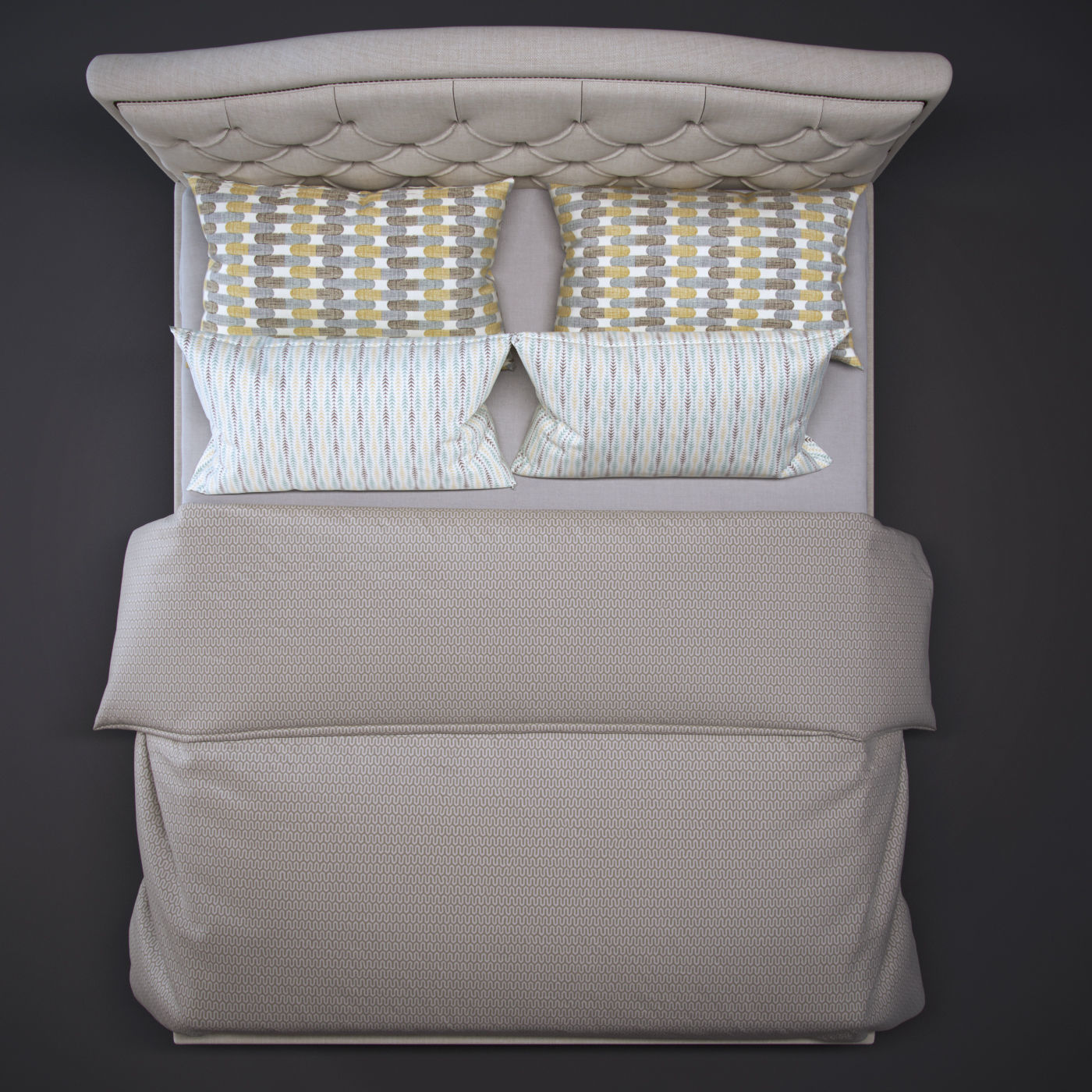 H60F Tufted Bedframe 3D model_4