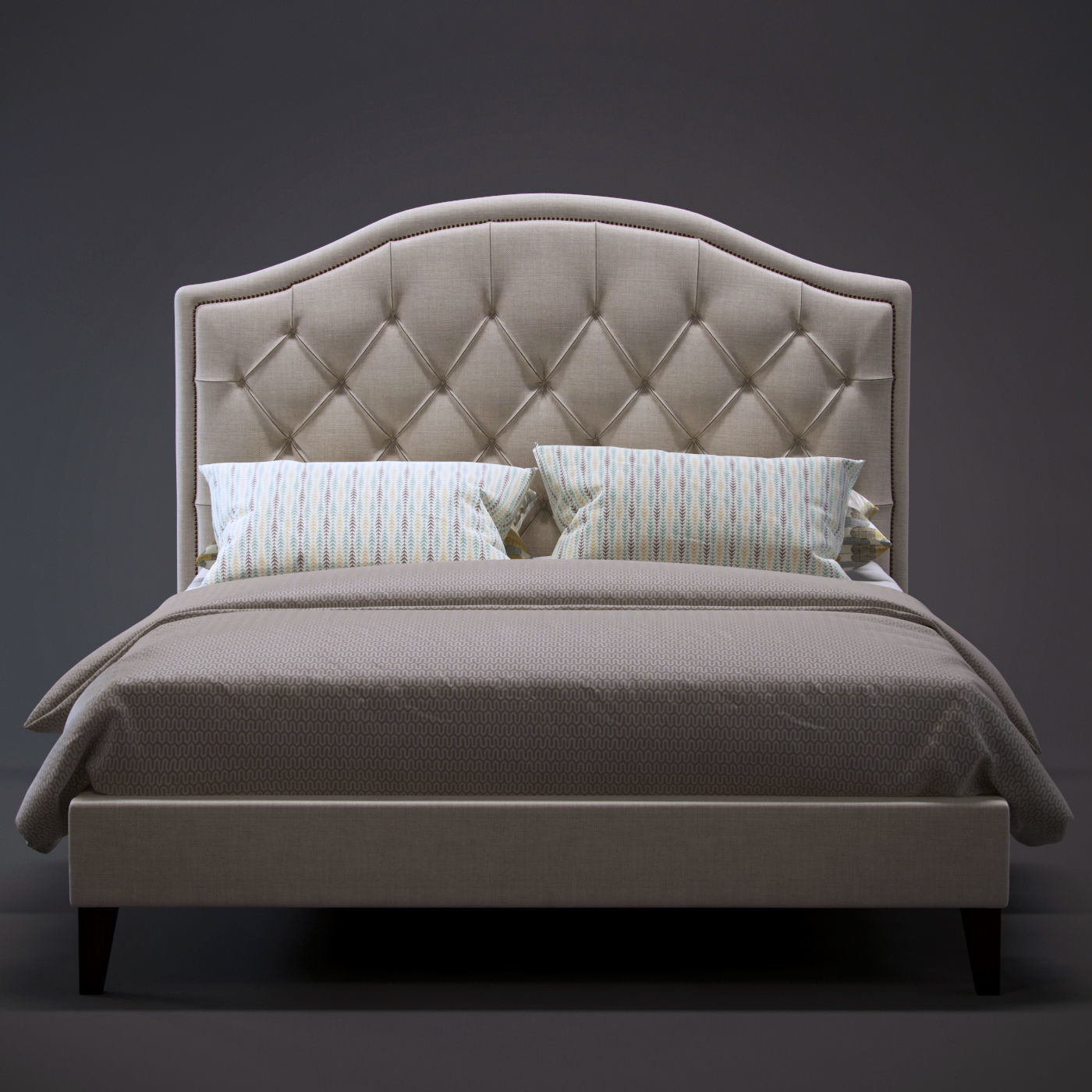 H60F Tufted Bedframe 3D model_1