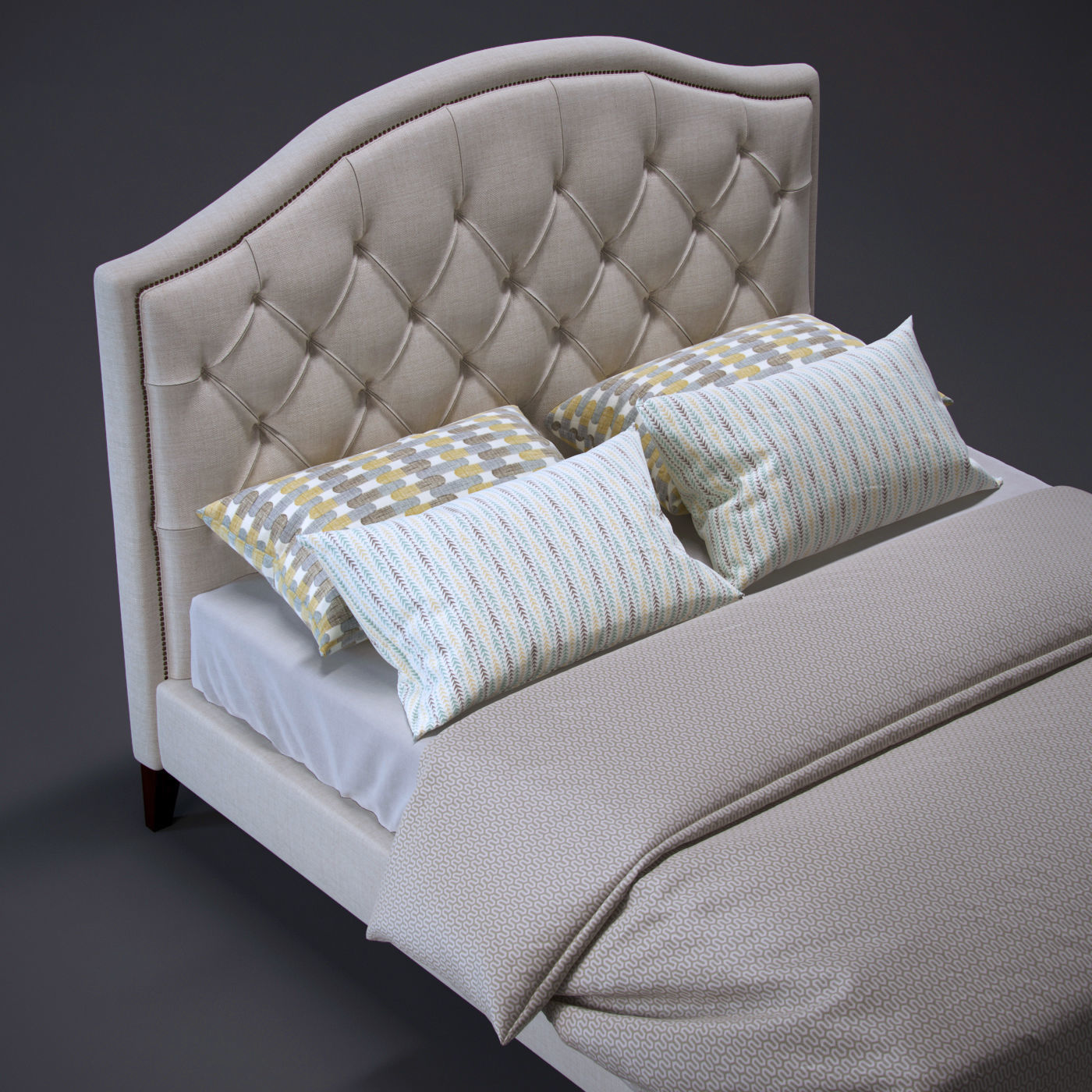 H60F Tufted Bedframe 3D model_2