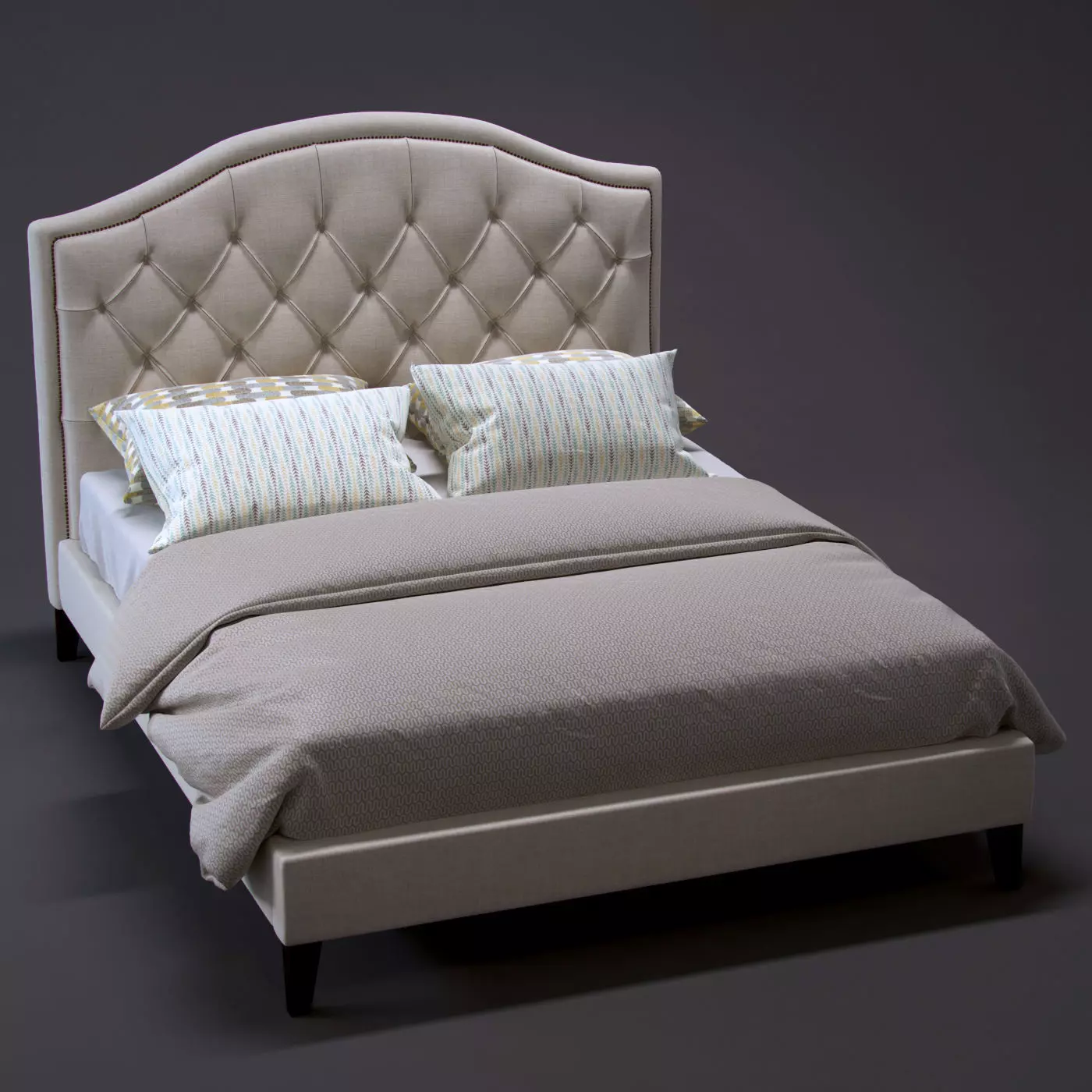 H60F Tufted Bedframe 3D model_0
