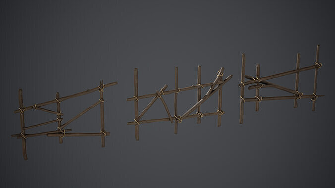 Wooden Fence - PBR Texture Low-poly 3D model